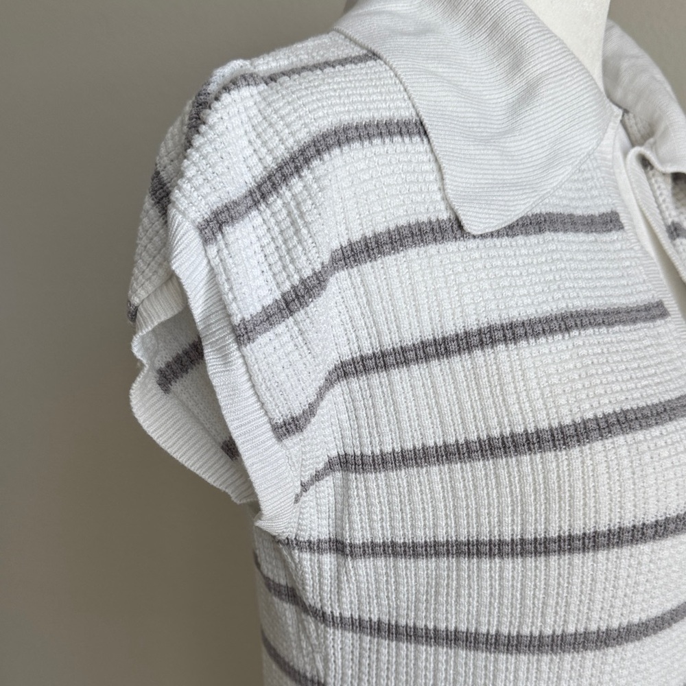 Striped White and Gray Dress - Picture 3 of 7